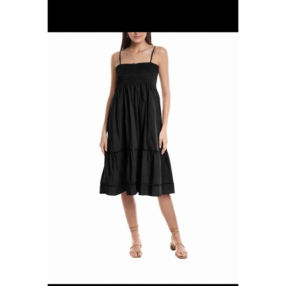 O.P.T.‎ Smocked Midi Dress Tiered Sundress Black Size M